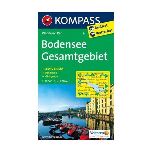 1c Bodensee turista térkép Kompass 1:75 000 