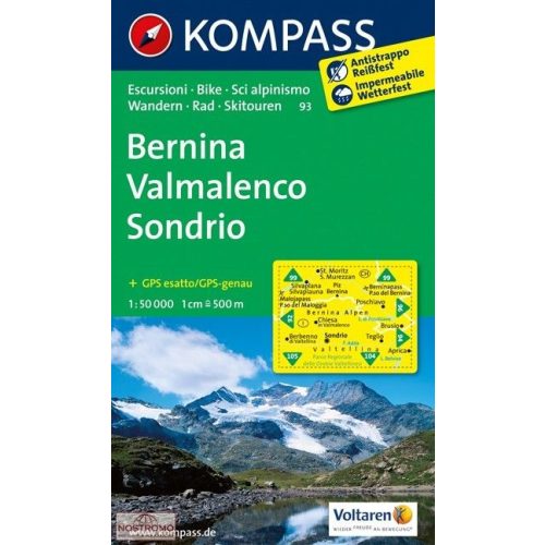 93. Bernina, Sondrio turista térkép Kompass 1:50 000 