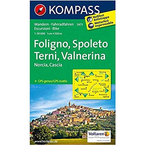 2473. Foligno, Spoleto, Terni, Valnerina turista térkép Kompass 1:50 000 