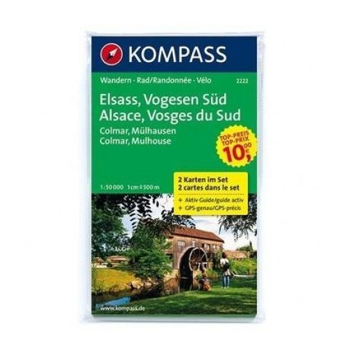 2222. Elsass/Vogesen Süd, 2teiliges Set mit Aktiv Guide, D/F turista térkép Kompass 