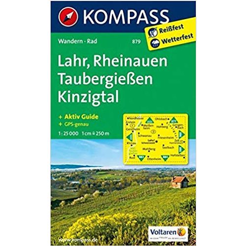 879. Lahr, Rheinauen, Taubergießen, Kinzigtal, 1:25 000 turista térkép Kompass 