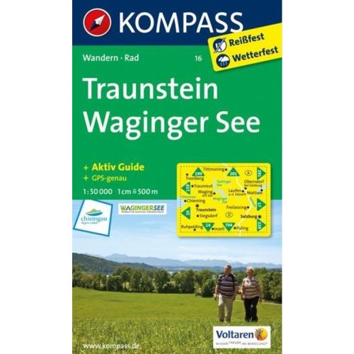 16. Traunstein, Waginger See turista térkép Kompass 