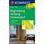   176. Regensburg, Amberg, Schwandorf turista térkép Kompass 