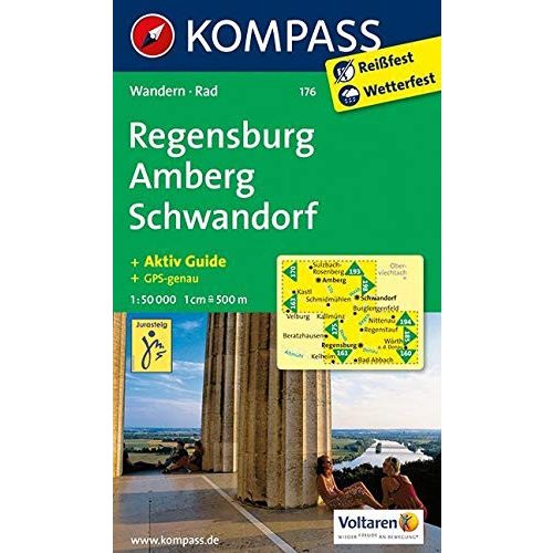 176. Regensburg, Amberg, Schwandorf turista térkép Kompass 