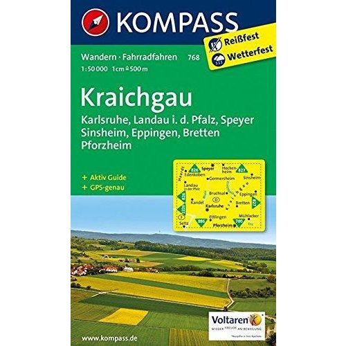 768. Kraichgau, Karlsruhe, Landau i.d. Pfalz, Speyer, Sinsheim, Eppingen, Bretten, Pforzheim turista térkép Kompass 