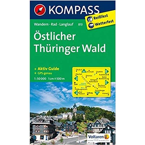 813. Thüringer Wald, Östlicher turista térkép Kompass 