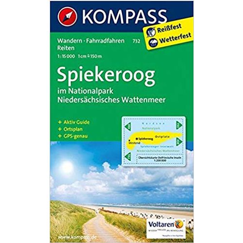 732. Spiekeroog im Nationalpark Niedersächsisches Wattenmeer, 1:15 000 turista térkép Kompass 