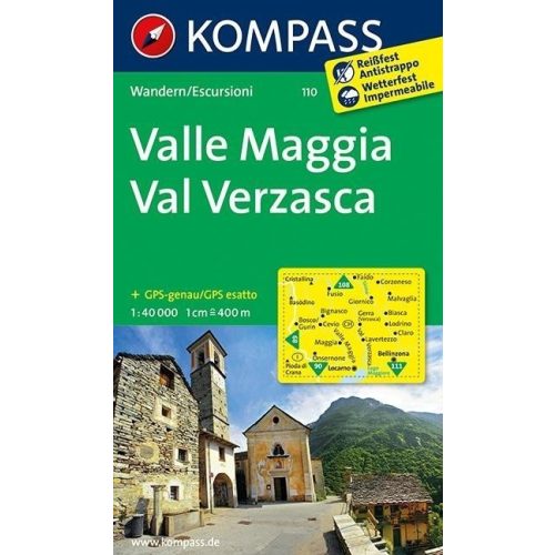 110. Valle Maggia Val Verzasca turista térkép Kompass 1:50 000 