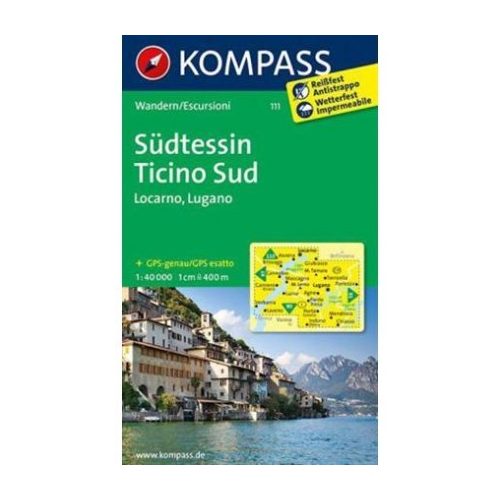 111. Südtessin, Locarno, Lugano, 1:40 000 turista térkép Kompass 