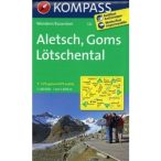   122. Aletsch, Goms, Lötschental, 1:40 000 turista térkép Kompass 