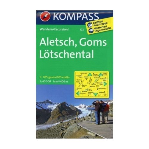 122. Aletsch, Goms, Lötschental, 1:40 000 turista térkép Kompass 