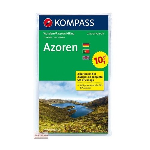 2260. Azori szigetek turista térkép, Azoren, 2teiliges Set turista térkép Kompass  2017 Azori térkép