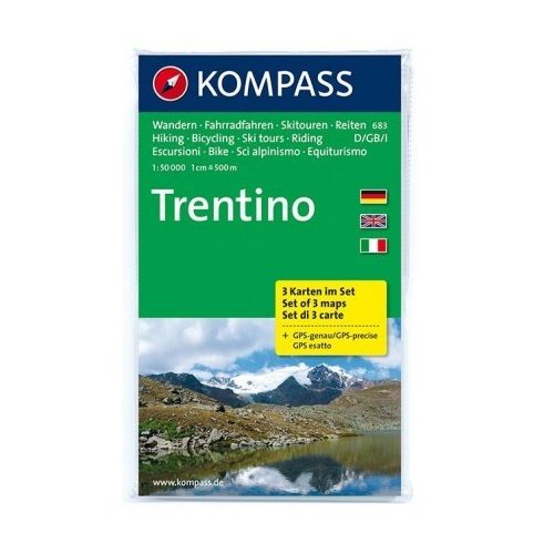 683. Trentino, 3teiliges Set turista térkép Kompass 