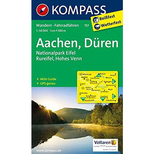 757. Aachen, Düren, Nationalpark Eifel, Rureifel, Hohes Venn turista térkép Kompass 