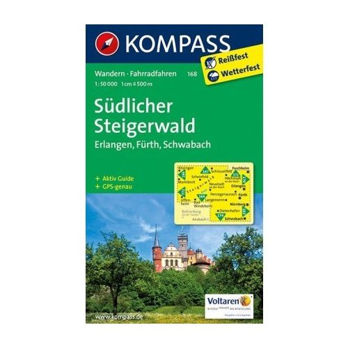 168. Steigerwald, Südlicher, Erlangen, Fürth, Schwabach turista térkép Kompass 