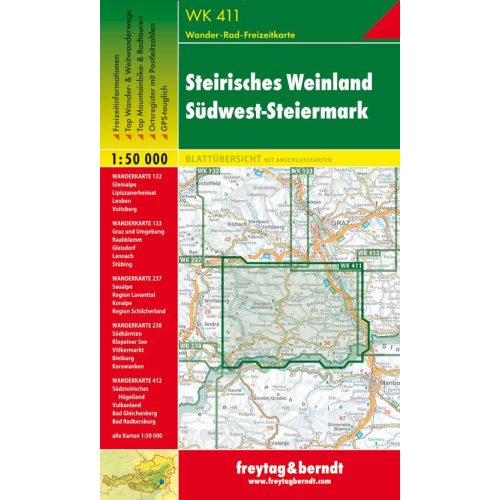 WK 411 Steirisches Weinland, Südwest Steiermark turistatérkép 1:50 000