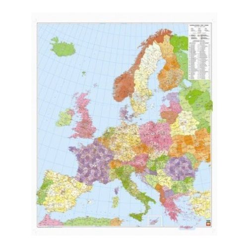 Európa postai irányítószámos térképe falitérkép  1:3 700 000, 95 x 112 cm  Freytag térkép PLKEU P