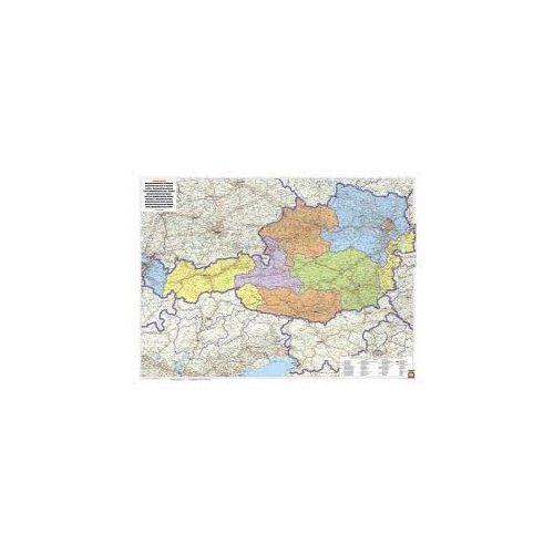 Ausztria közigazgatási fémléces, műanyaghengerben, 1:500 000, 120,5 x 91,5 cm Freytag térkép OKÖ 2