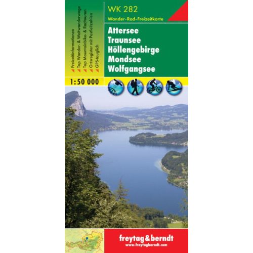 WK 282 Attersee, Traunsee, Höllengebirge, Mondsee, Wolfgangsee turistatérkép 1:50 000