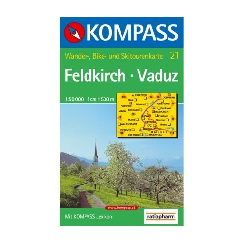 21. Feldkirch-Vaduz turista térkép Kompass 1:50 000 