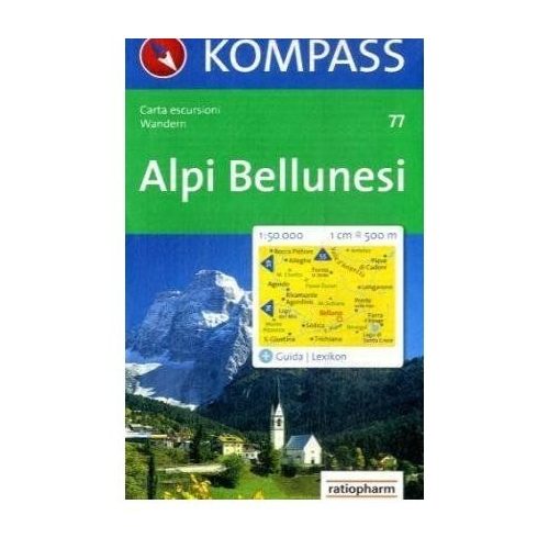77. Alpi Bellunesi turista térkép Kompass 1:50 000 