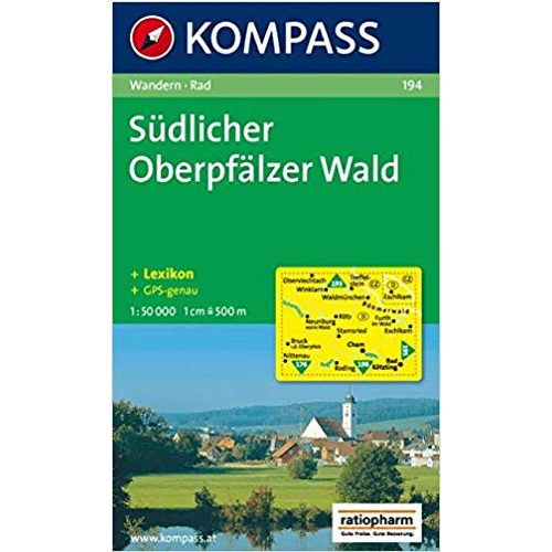 194. Oberpfälzer Wald, Südlicher turista térkép Kompass 
