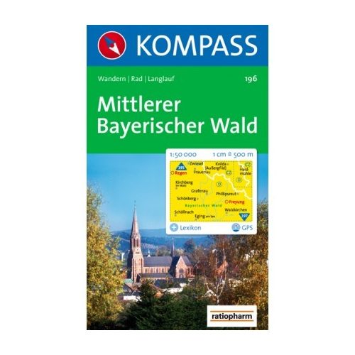 196. Bayerischer Wald, Mittlerer turista térkép Kompass 