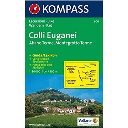 600. Colli Euganei, Abano Terme, Montegrotto Terme, 1:30 000, D/I turista térkép Kompass 