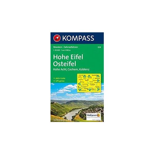 838. Hohe Eifel Osteifel turista térkép Kompass 1:50 000 