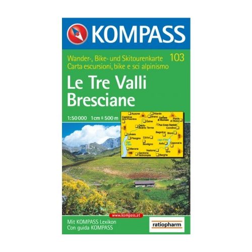 103. Le Tre Valli Bresciane turista térkép Kompass 1:50 000 
