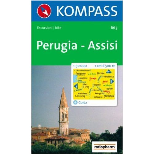 663. Perugia, Assisi turista térkép Kompass 1:50 000 