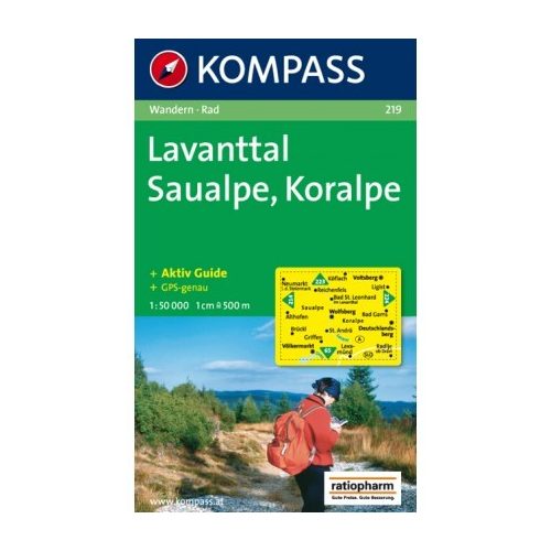 219. Lavanttal, Saualpe, Koralpe turista térkép Kompass 
