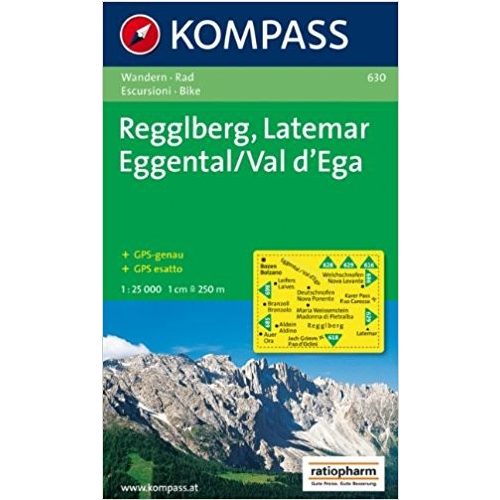 630. Regglberg, Latemar, Eggental, 1:25 000 turista térkép Kompass 