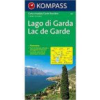   360. Gardasee, Panorama mit Straßenkarte, 1:125 000 panoráma térkép 