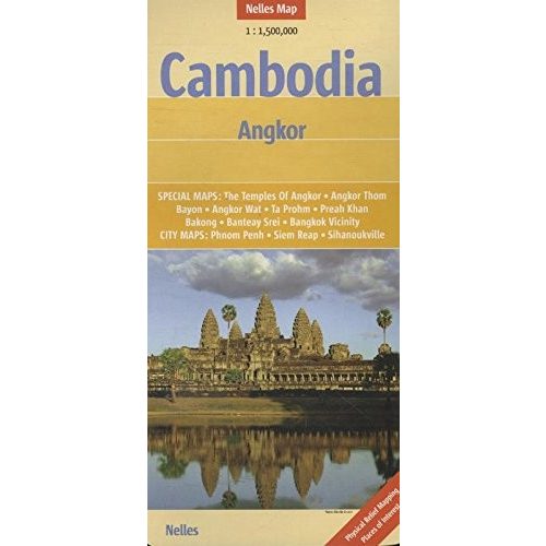 Angkor térkép, Kambodzsa térkép Nelles 1:1500e, Cambodia térkép vízálló 2018.