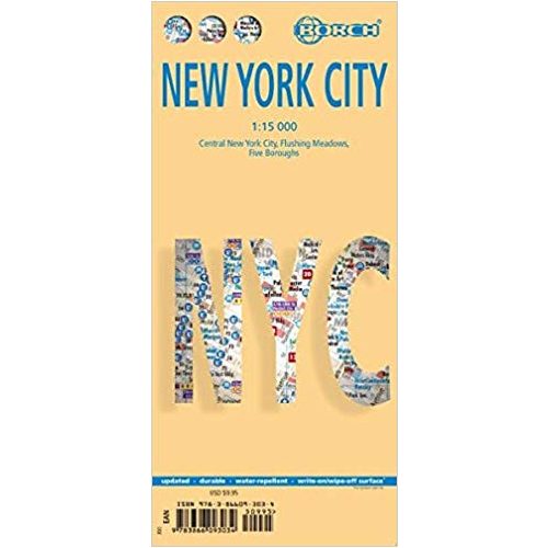 New York térkép, 1:15 000 New York City térkép vízhatlan Borch Map 