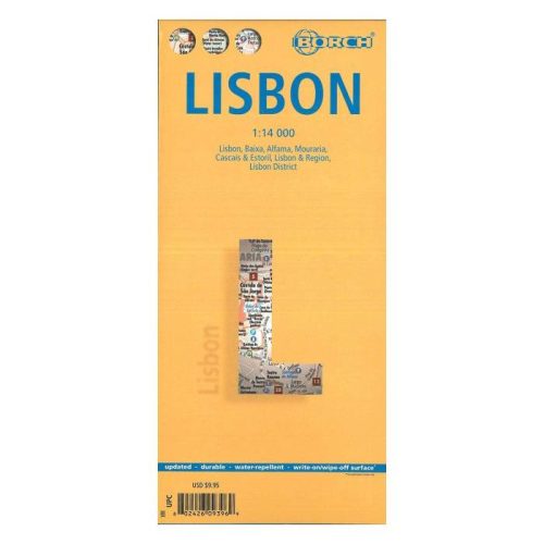 Lisszabon térkép Lisszabon várostérkép laminált Borch 1:14e