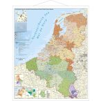   Benelux államok, Benelux államok irányítószámos térképe fóliás, fémléces 1:400 000 140x100 cm