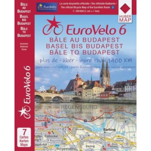 Eurovelo 6 Basel - Budapest térképcsomag - 7 db térkép 2024.