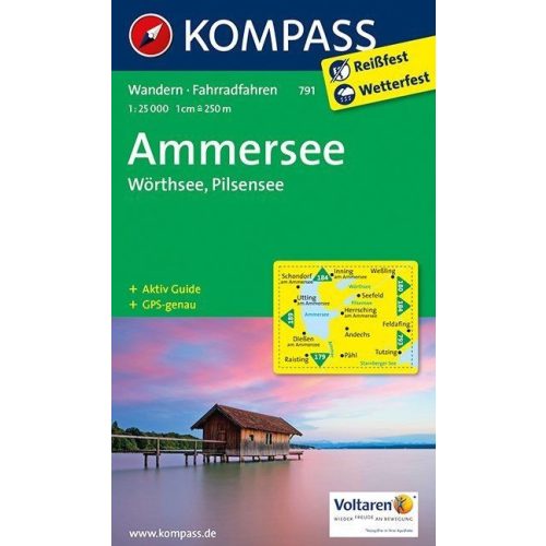 791. Ammersee, Wörthersee, Pilsensee, 1:25 000 turista térkép Kompass 