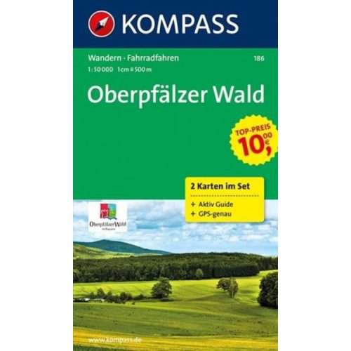 186. Oberpfälzer Wald, 2teiliges Set mit Activ Guide turista térkép Kompass 