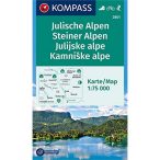   2801. Julische Alpen turista térkép Kompass 1:75 000  Júliai Alpok turista térkép, Kamniki Alpok térkép  