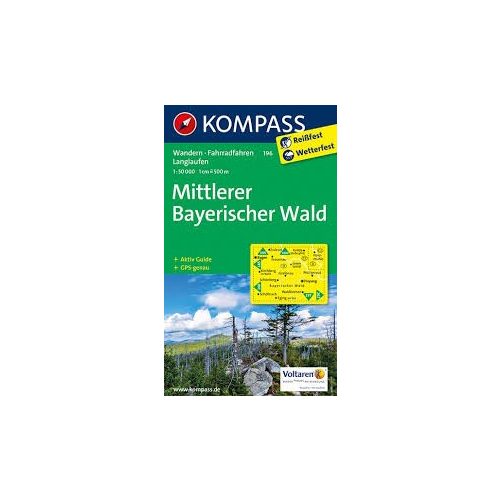 196. Mittlerer Bayerischer Wald turista térkép Kompass 1:50 000 