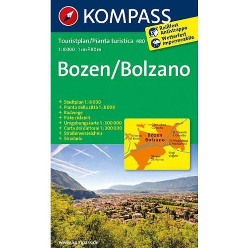 480. Bozen/Bolzano turistatérkép és Bozen várostérkép 1:8 000 