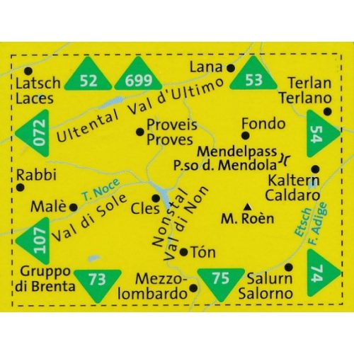 95. Val di Non térkép Nonstal, Passo Mendola/Mendelpass, D/I turista térkép Kompass 
