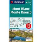   85. Monte Bianco térkép, Mont Blanc turista térkép Kompass 1:50 000 