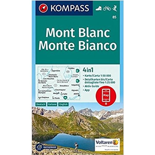 85. Monte Bianco térkép, Mont Blanc turista térkép Kompass 1:50 000 