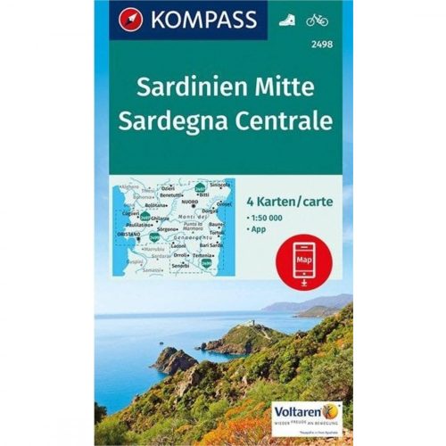 2498. Közép Szardínia térkép, Sardinien Mitte, 4teiliges Set turista térkép Kompass 1:50 000