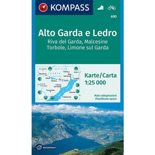 690. Gardasee, Garda tó térkép Kompass 1:25 000  Garda-tó térkép észak-nyugat