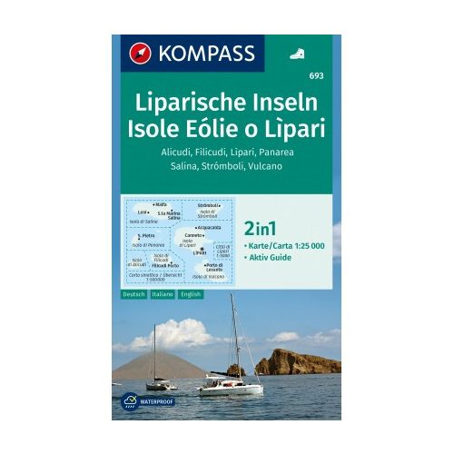 693. Lipari-szigetek turistatérkép Kompass Isole Eólie e Lìpari/Liparische Inseln 1:25 000
